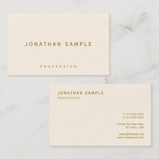 Tarjeta De Visita Professional Elegant Template Gold Text Luxurious (Anverso / Reverso)