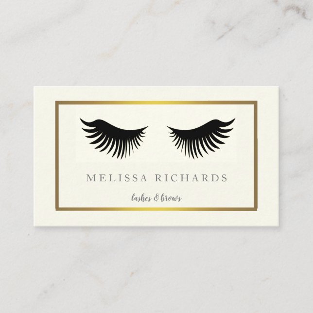 Tarjeta De Visita Professional Eyelashes Makeup Artist Black Busines (Anverso)