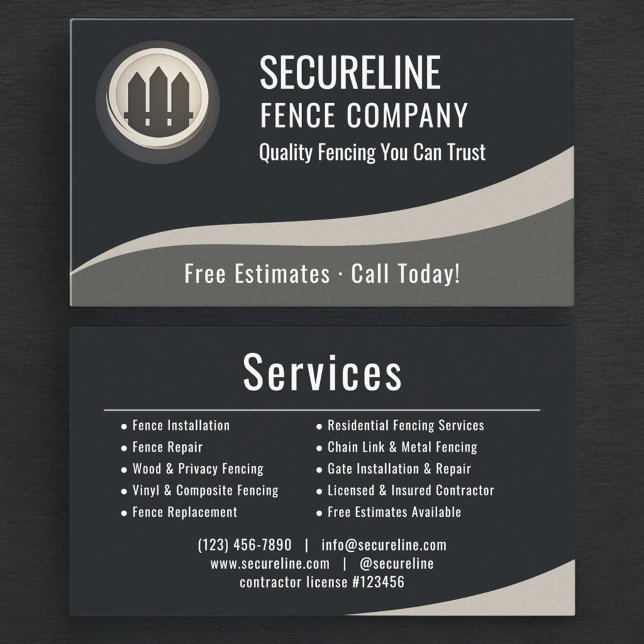 Tarjeta De Visita Professional Fencing Fence Builder Repair Company (Subido por el creador)