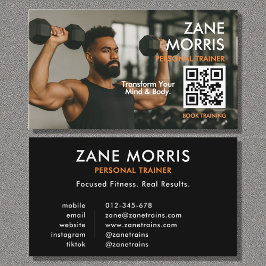 Tarjeta De Visita Professional Fitness Coach Photo QR Code