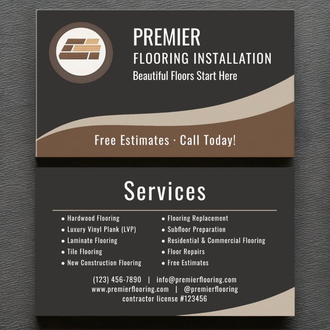 Tarjeta De Visita Professional Flooring Installation Company (Subido por el creador)
