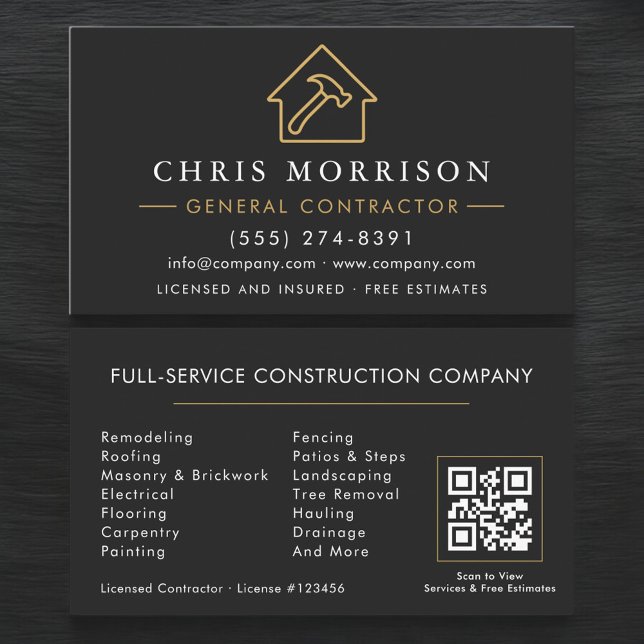Tarjeta De Visita Professional General Contractor QR Code  (Subido por el creador)