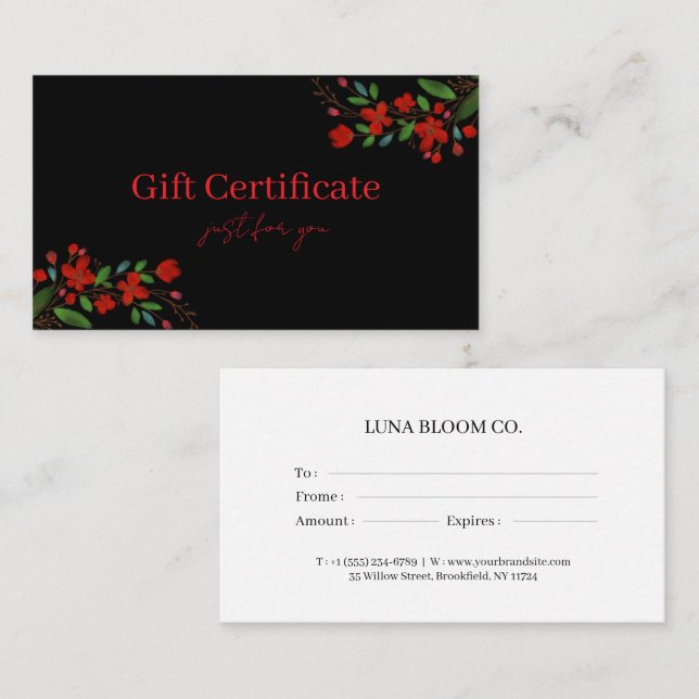 Tarjeta De Visita Professional Gift Certificates for Small Businesse (Anverso / Reverso)