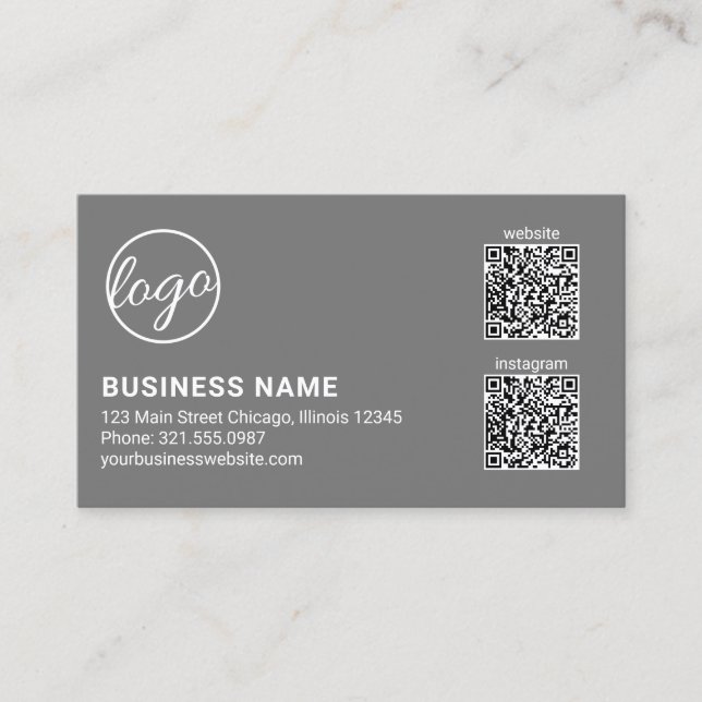 Tarjeta De Visita Professional Gray Logo QR Code Modern (Anverso)