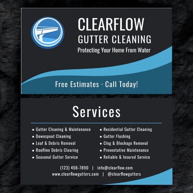 Tarjeta De Visita Professional Gutter Cleaning Service Company (Subido por el creador)
