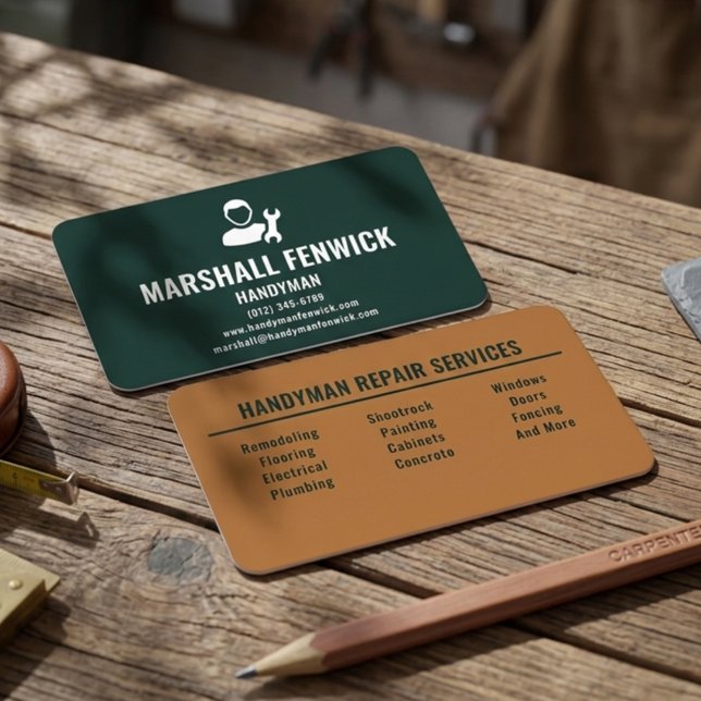 Tarjeta De Visita Professional Handyman Forest Green Copper (Subido por el creador)