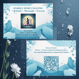 Tarjeta De Visita Professional Home Cleaning Services Logo QR Code
