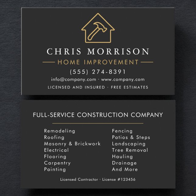 Tarjeta De Visita Professional Home Improvement Construction (Subido por el creador)