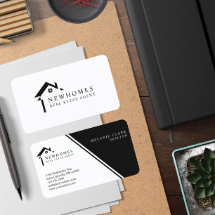 Tarjeta De Visita Professional Home Real Estate Agent Logo Black