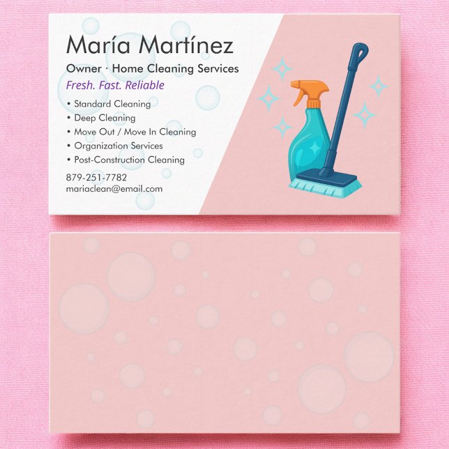 Tarjeta De Visita Professional House Cleaning Pink (Subido por el creador)