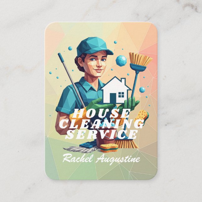 Tarjeta De Visita Professional House Cleaning Service Housekeeping (Anverso)