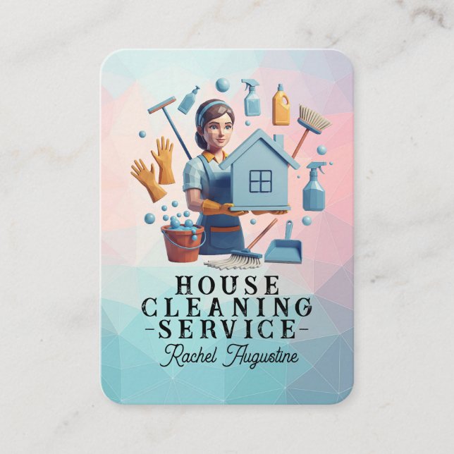 Tarjeta De Visita Professional House Cleaning Service Housekeeping (Anverso)