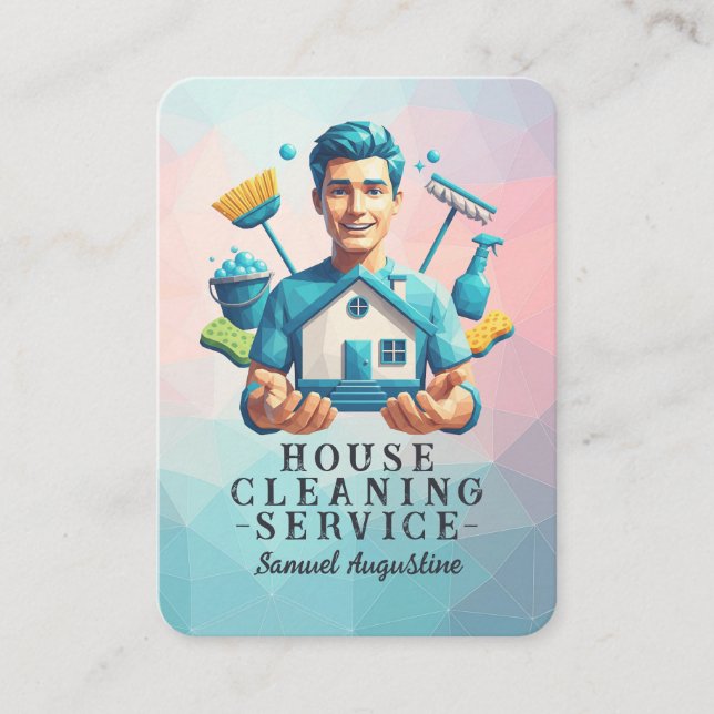 Tarjeta De Visita Professional House Cleaning Service Housekeeping (Anverso)