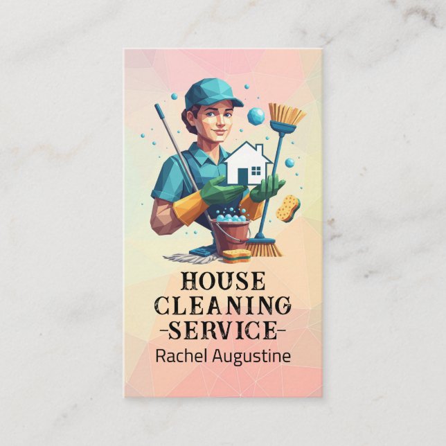 Tarjeta De Visita Professional House Cleaning Service Housekeeping (Anverso)