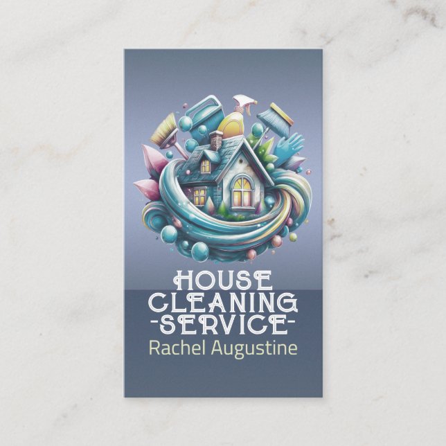 Tarjeta De Visita Professional House Cleaning Service Housekeeping (Anverso)
