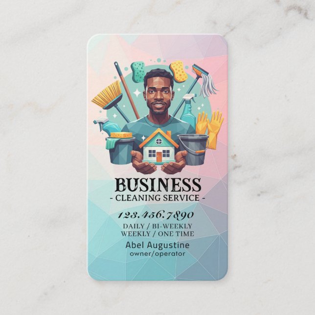 Tarjeta De Visita Professional House Cleaning Service Housekeeping (Anverso)