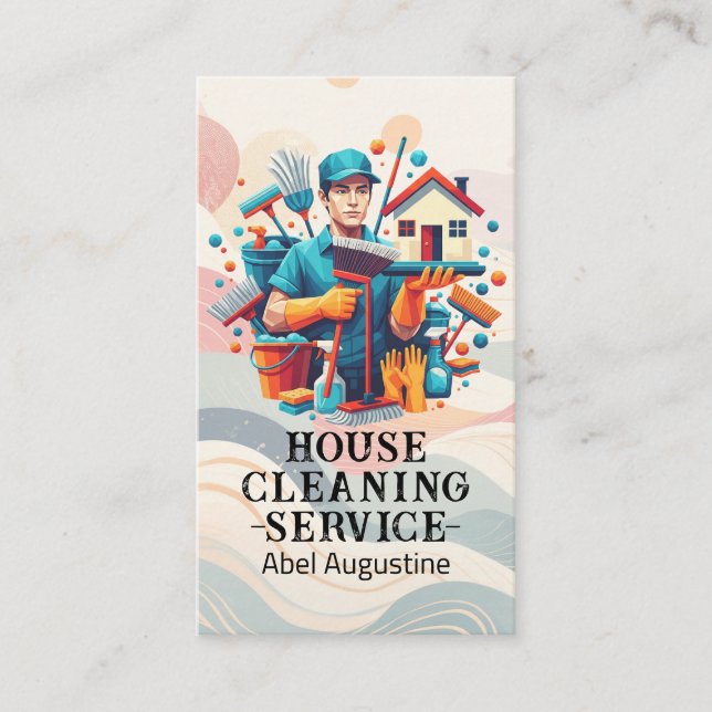 Tarjeta De Visita Professional House Cleaning Service Housekeeping (Anverso)