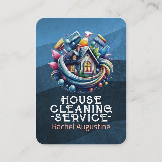 Tarjeta De Visita Professional House Cleaning Service Housekeeping (Anverso)