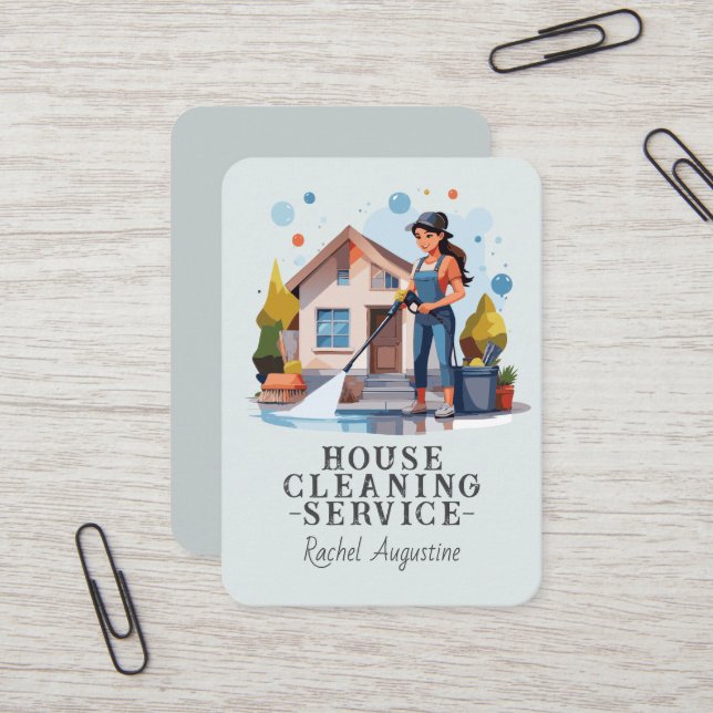 Tarjeta De Visita Professional House Cleaning Service Housekeeping (Anverso/Reverso In Situ)