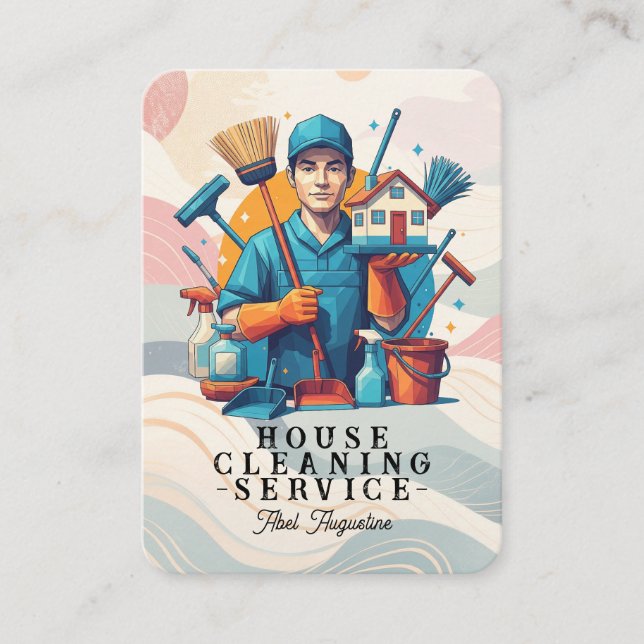 Tarjeta De Visita Professional House Cleaning Service Housekeeping (Anverso)