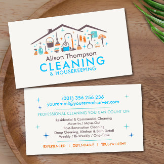 Tarjeta De Visita Professional House Cleaning Services Business Card