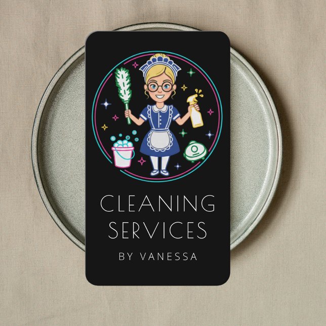 Tarjeta De Visita Professional House Cleaning Services Housekeeping (Subido por el creador)