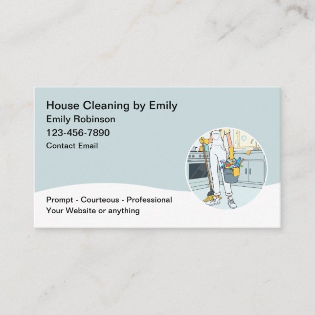 Tarjeta De Visita Professional House Cleaning Services Modern (Anverso)