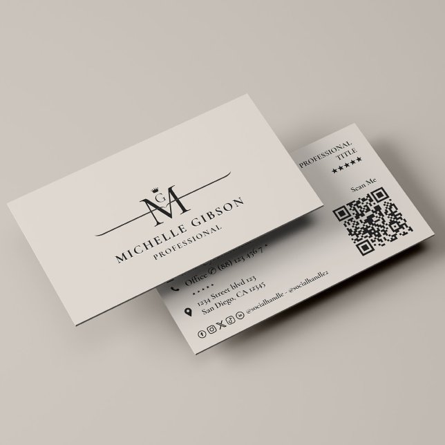 Tarjeta De Visita Professional Initial Crown Monogram Sand Marketing (Professional Initial Crown Monogram Sand Marketing Business Card
)