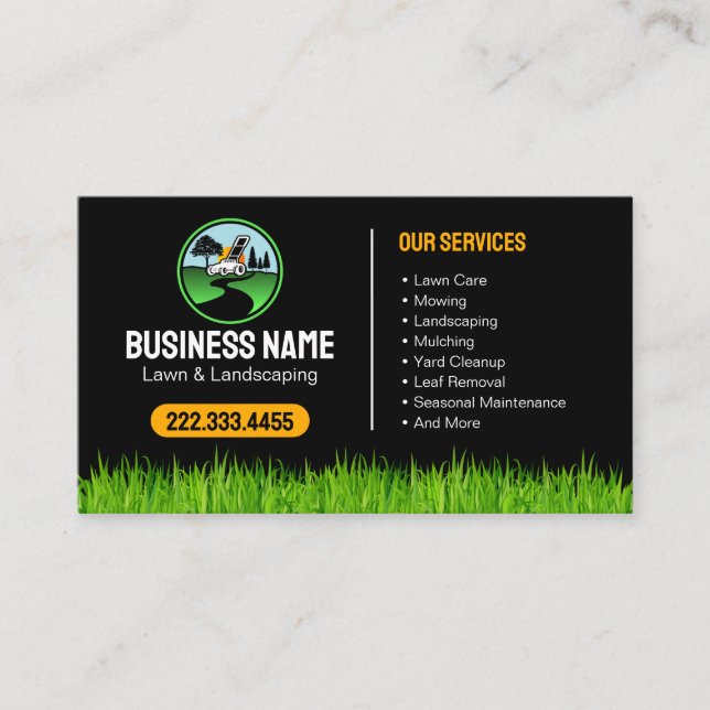 Tarjeta De Visita Professional Landscaping Grass Mowing Service (Anverso)