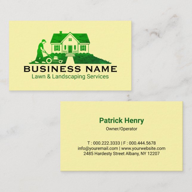 Tarjeta De Visita Professional Landscaping Green Home (Anverso / Reverso)