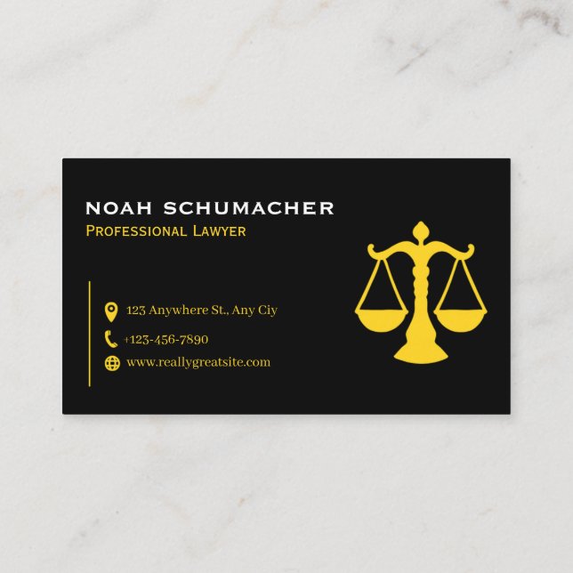 Tarjeta De Visita Professional Law & Justice Business Card (Reverso)