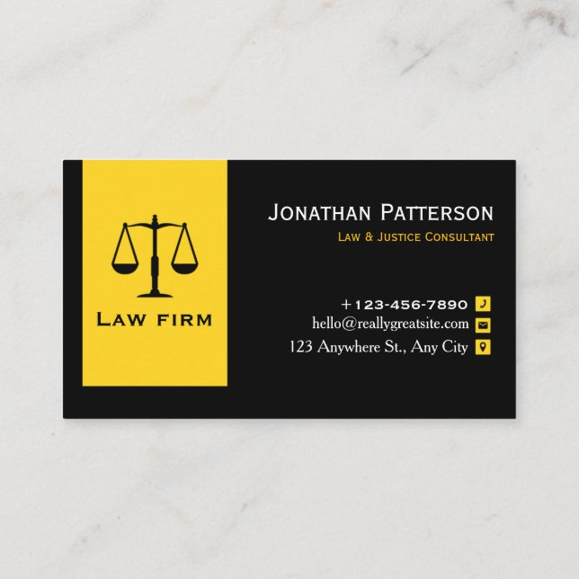 Tarjeta De Visita Professional Law & Justice Business Card |  (Reverso)