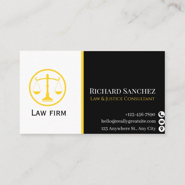 Tarjeta De Visita Professional Law & Justice Business Card (Reverso)