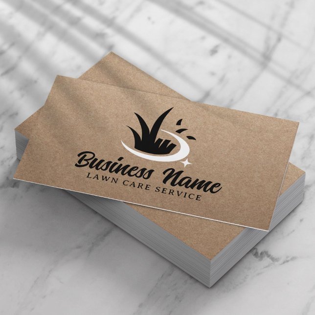 Tarjeta De Visita Professional Lawn Care & Landscaping Rustic Kraft (Subido por el creador)