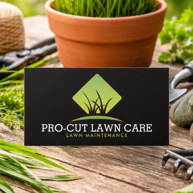 Tarjeta De Visita Professional Lawn Maintenance Grass Logo Black (Subido por el creador)