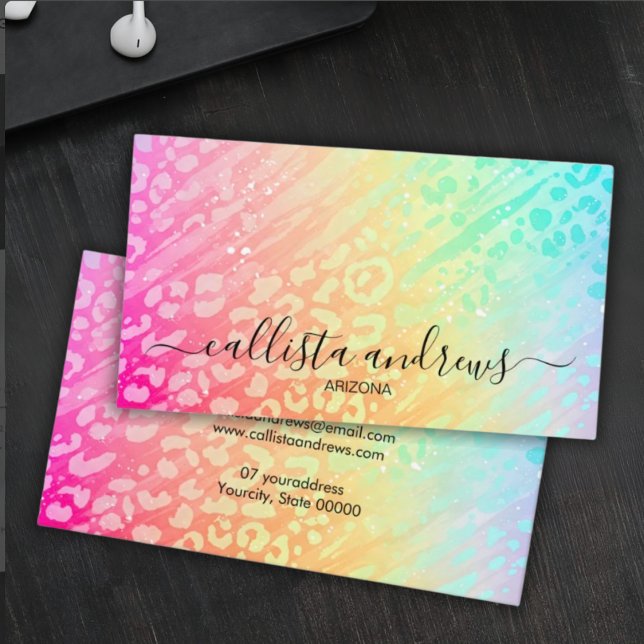 Tarjeta De Visita Professional Leopard Glitter Add Your Name (Subido por el creador)