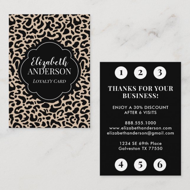 Tarjeta De Visita Professional Leopard Print Hair Stylist Loyalty (Anverso / Reverso)