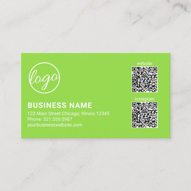 Tarjeta De Visita Professional Lime Green Logo QR Code Modern (Anverso)
