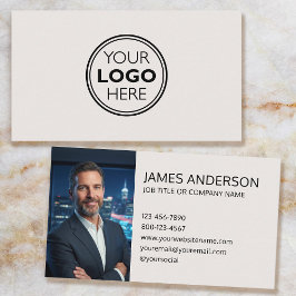 Tarjeta De Visita Professional Logo Photo Minimalist Off-White