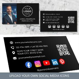 Tarjeta De Visita Professional Logo Profile Photo Social Media Black