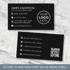 Tarjeta De Visita Professional Logo Social Media QR Code Black