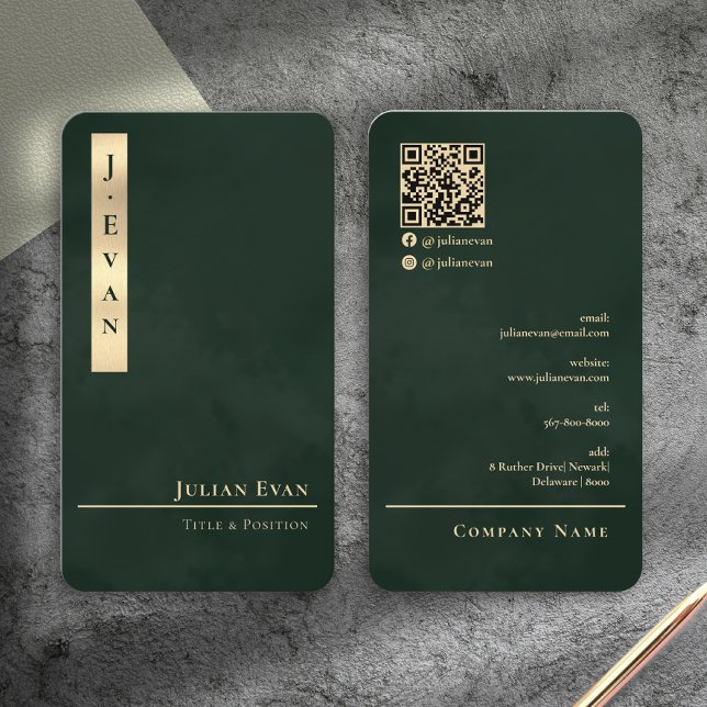 Tarjeta De Visita Professional Luxe Emerald Green Gold Business Card (Professional Luxe Emerald Green Gold Business Card)
