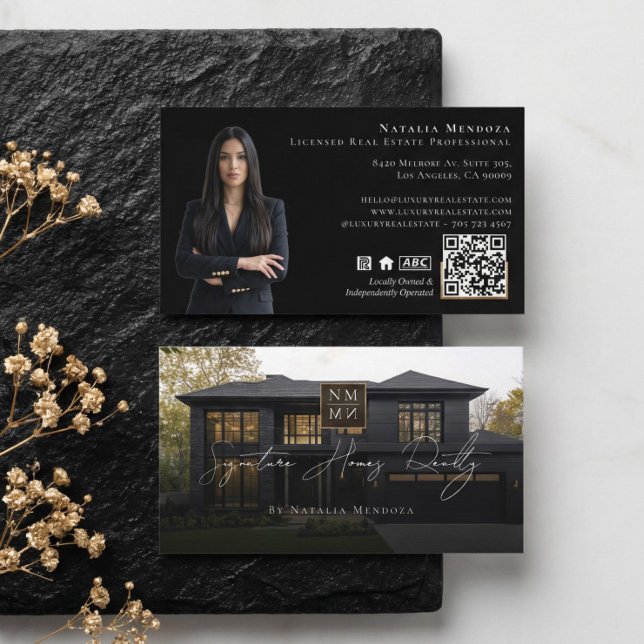 Tarjeta De Visita Professional Luxury Black Real Estate Agent Photo  (Professional Luxury Black Real Estate Agent Photo Business Card)