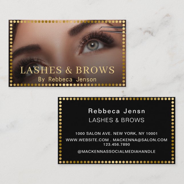 Tarjeta De Visita Professional Makeup Artist Eyelash & Brow QR CODE  (Anverso / Reverso)