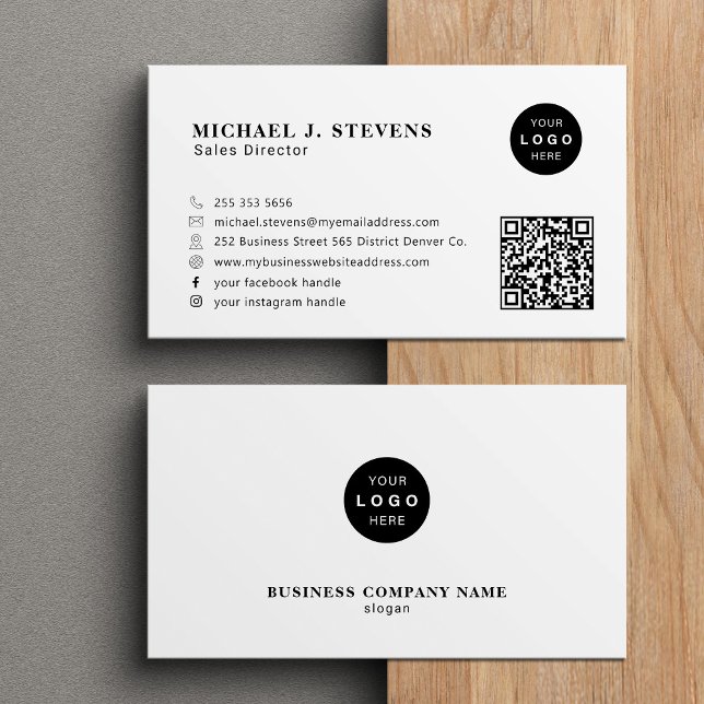 Tarjeta De Visita Professional minimalist company logo QR code white (Subido por el creador)