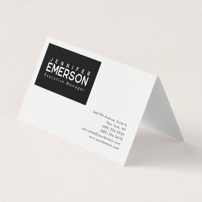 Tarjeta De Visita Professional minimalist modern plain black white (Anverso)