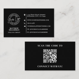 Tarjeta De Visita Professional Minimalist QR Code Logo Black