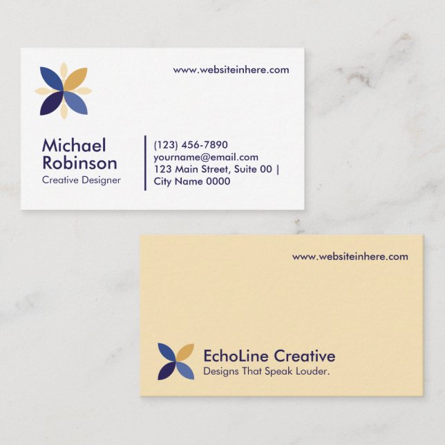 Tarjeta De Visita Professional Minimalist Stylish Floral Creative  (Anverso / Reverso)