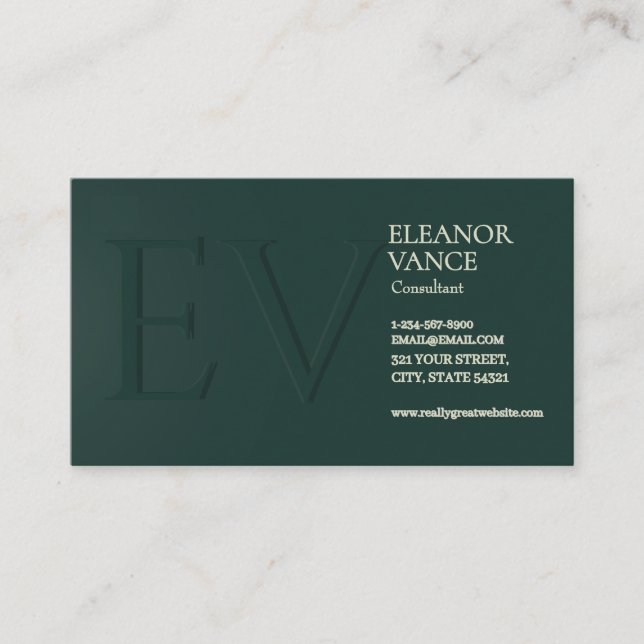 Tarjeta De Visita Professional Modern Contemporary Minimalist Green  (Anverso)