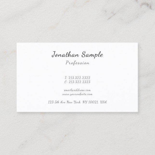 Tarjeta De Visita Professional Modern Elegant Hand Script Sleek (Anverso)